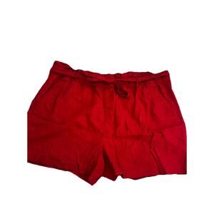 Old Navy Red Linen Viscose Blend Shorts with Tie Spring Summer Plus Size 20